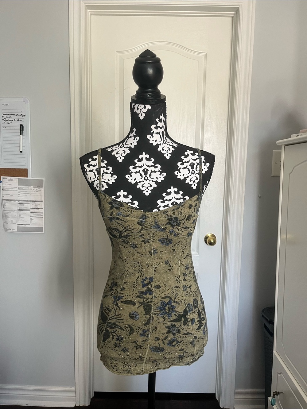 Aritzia Wilfred Olive Green Floral Camisole tank top